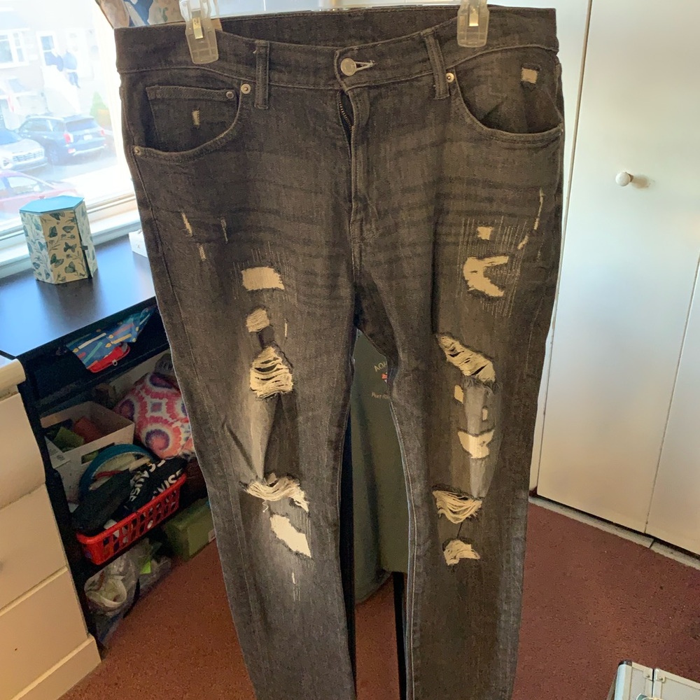 H&M Men's Black Distressed Skinny Jeans